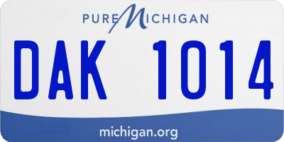 MI license plate DAK1014