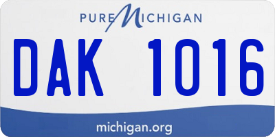 MI license plate DAK1016