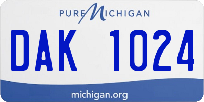 MI license plate DAK1024