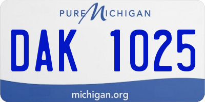MI license plate DAK1025