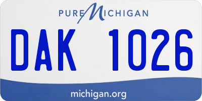MI license plate DAK1026