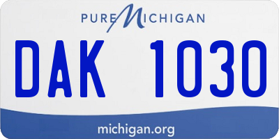 MI license plate DAK1030