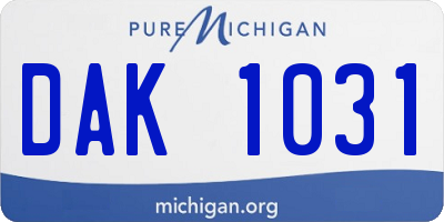 MI license plate DAK1031