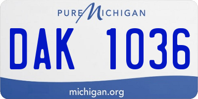 MI license plate DAK1036