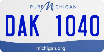 MI license plate DAK1040