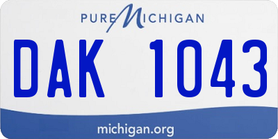 MI license plate DAK1043