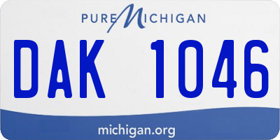 MI license plate DAK1046