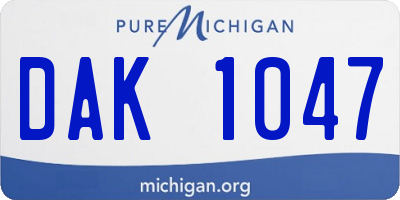 MI license plate DAK1047