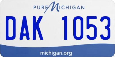 MI license plate DAK1053