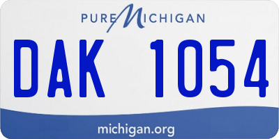MI license plate DAK1054