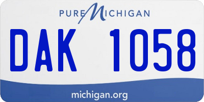 MI license plate DAK1058