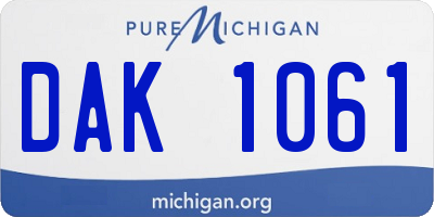 MI license plate DAK1061