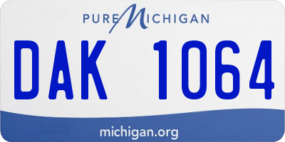 MI license plate DAK1064