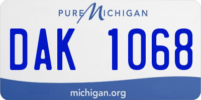 MI license plate DAK1068