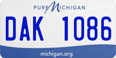 MI license plate DAK1086