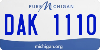 MI license plate DAK1110