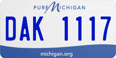 MI license plate DAK1117