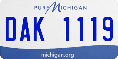 MI license plate DAK1119