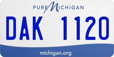 MI license plate DAK1120