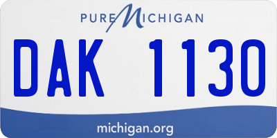 MI license plate DAK1130