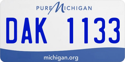 MI license plate DAK1133