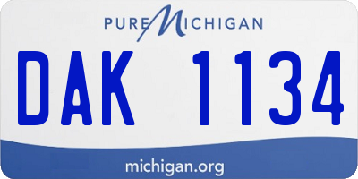 MI license plate DAK1134