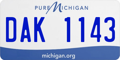 MI license plate DAK1143