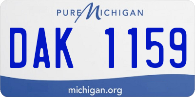 MI license plate DAK1159