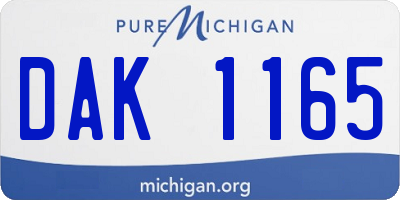 MI license plate DAK1165
