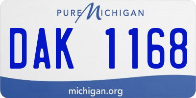 MI license plate DAK1168