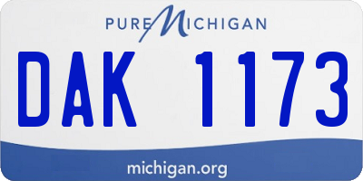 MI license plate DAK1173