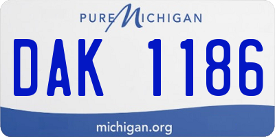 MI license plate DAK1186