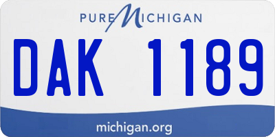 MI license plate DAK1189