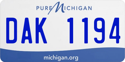 MI license plate DAK1194