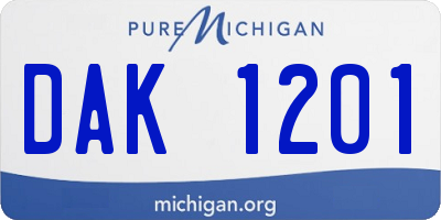 MI license plate DAK1201