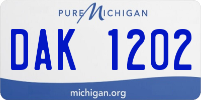 MI license plate DAK1202