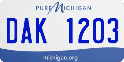 MI license plate DAK1203