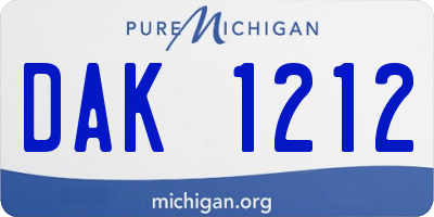 MI license plate DAK1212
