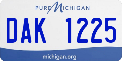 MI license plate DAK1225