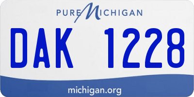 MI license plate DAK1228