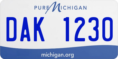 MI license plate DAK1230