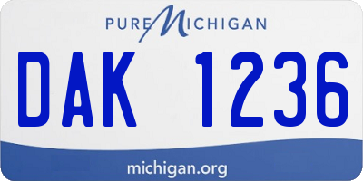 MI license plate DAK1236