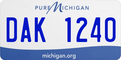 MI license plate DAK1240