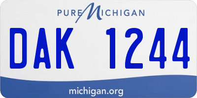 MI license plate DAK1244