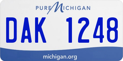 MI license plate DAK1248