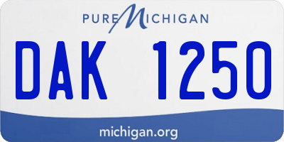 MI license plate DAK1250