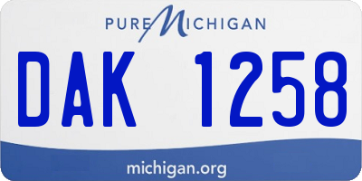 MI license plate DAK1258
