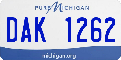MI license plate DAK1262