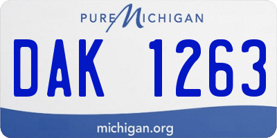 MI license plate DAK1263