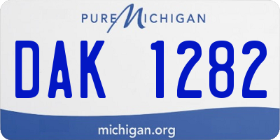 MI license plate DAK1282